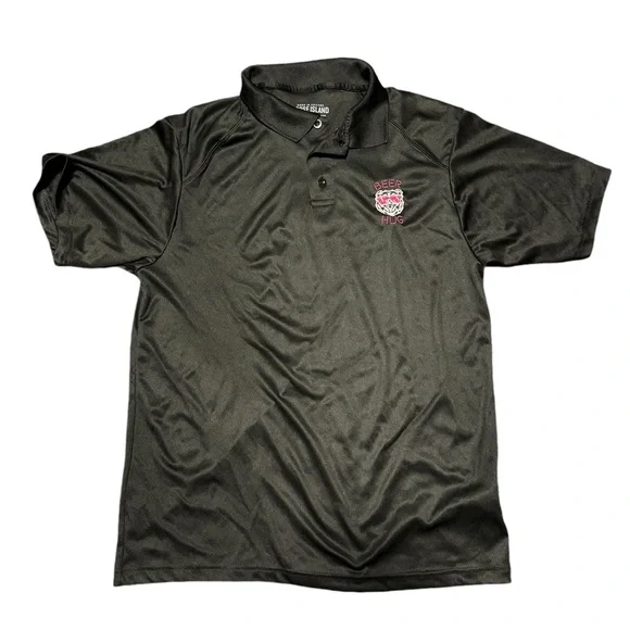 Goose Island “Beer Hug” black nylon polo shirt. Size M. EUC - Picture 1 of 4